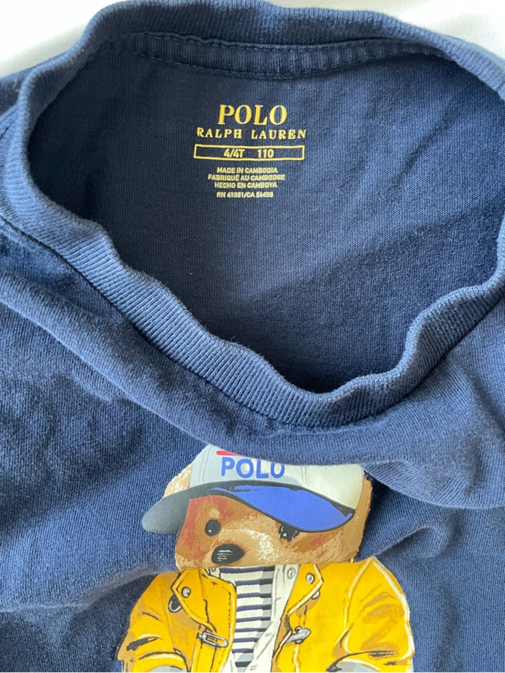 Polo Ralph Lauren Kids Polo Bear Graphic Tee Navy Short Sleeve Size 4T - Picture 3 of 3